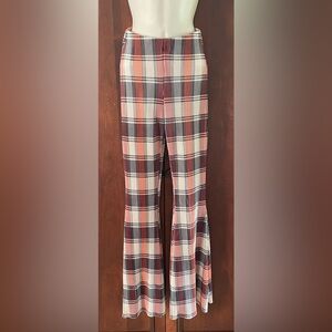 Free People Plaid Stretch Flared Pants-Size XS Extra Small